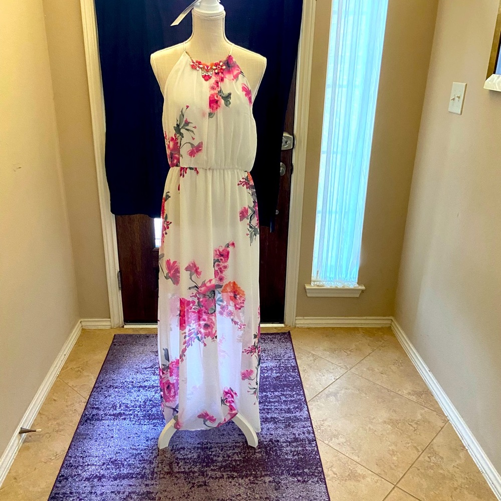 Summer dress - Ivory/pink